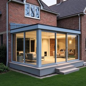 Véranda moderne avec structure en aluminium