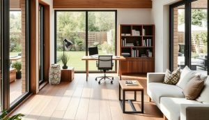 Extension de maison aménagée en bureau pour le télétravail
