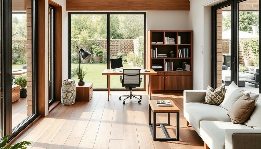 Extension de maison aménagée en bureau pour le télétravail