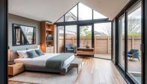 Extension de maison avec une chambre à coucher moderne