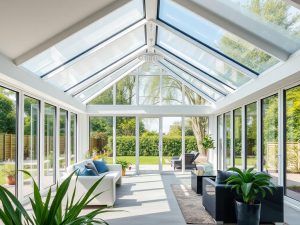 Véranda lumineuse servant d'extension à une maison en Belgique